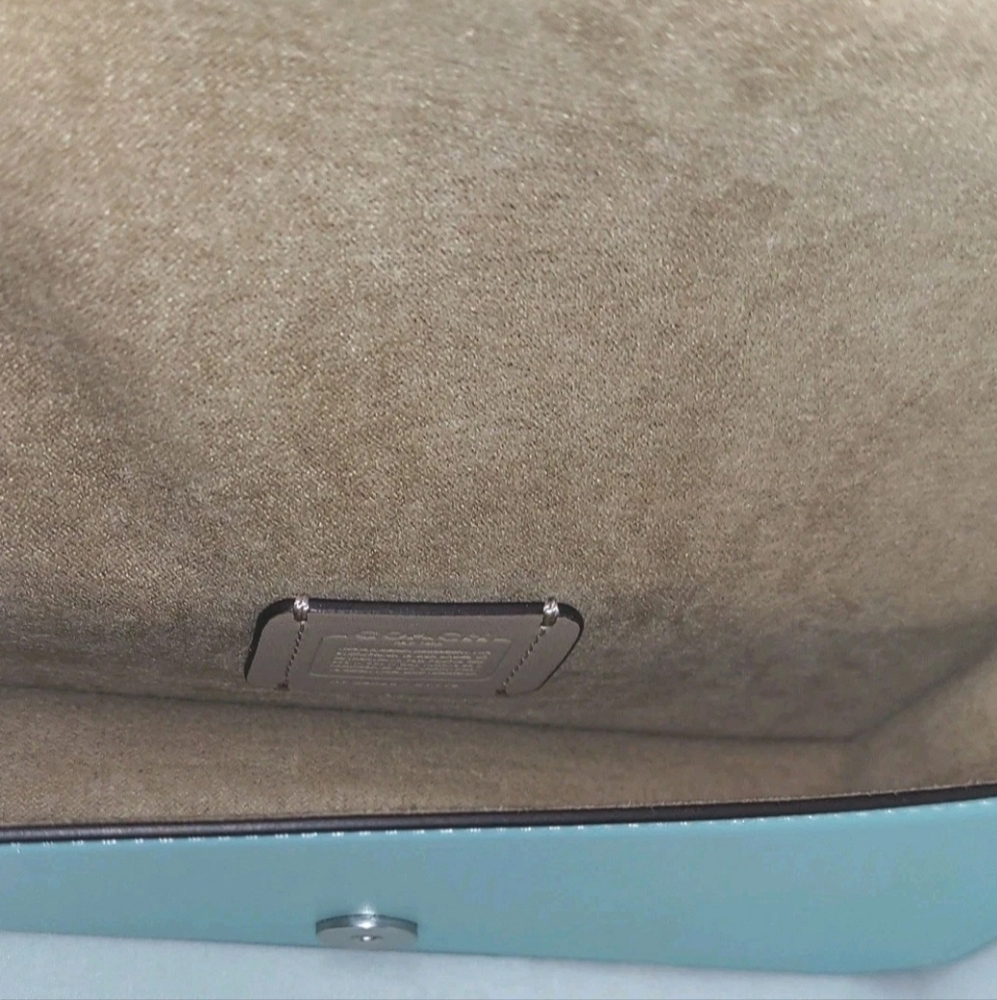 Coach Toni Smooth Leather Crossbody Shoulder Clutch Blue Silver Hardware CT778 - Picture 13 of 15